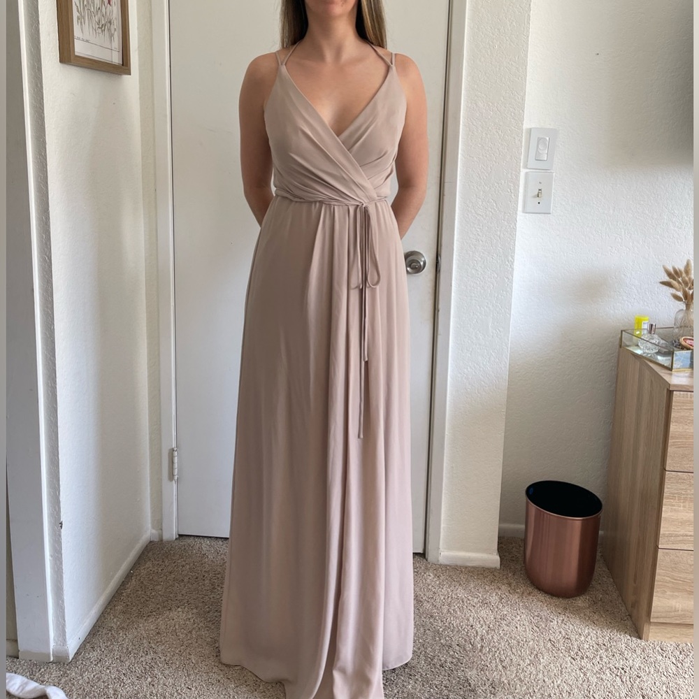 double-strap georgette bridesmaid wrap dress - David’s Bridal